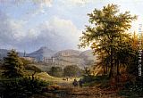 A Wooded Landscape Paintings - A Wooded River Landscape At Dusk by Hermanus Everhardus Rademaker